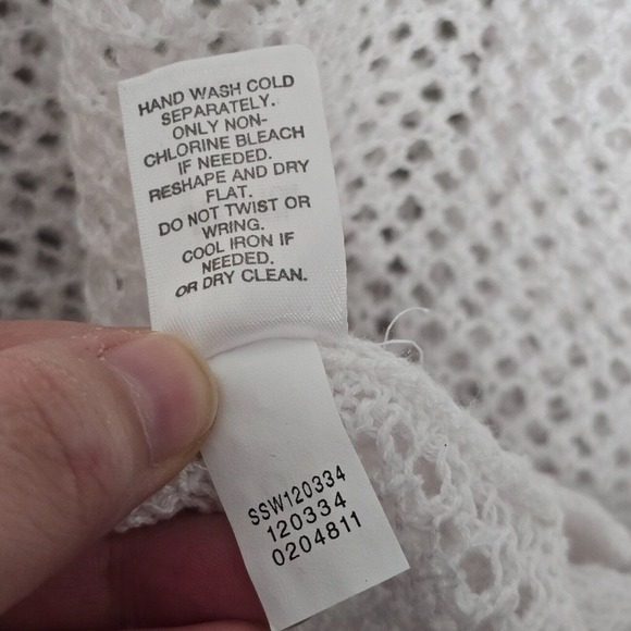 J Jill Sweater Womens 2X White Short Sleeve Open Knit Linen Cotton Coastal Beach - Picture 8 of 11